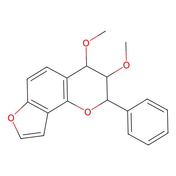 2D Structure of (2S,3S,4R)-3,4-dimethoxy-2-phenyl-3,4-dihydro-2H-furo[2,3-h]chromene