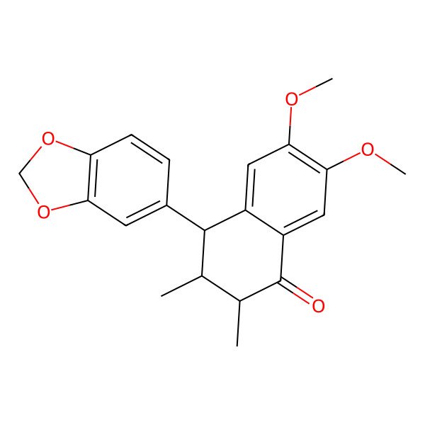 2D Structure of (2S,3S,4R)-4-(1,3-benzodioxol-5-yl)-6,7-dimethoxy-2,3-dimethyl-3,4-dihydro-2H-naphthalen-1-one 2D Structure of (2S,3S,4R)-4-(1,3-benzodioxol-5-yl)-6,7-dimethoxy-2,3-dimethyl-3,4-dihydro-2H-naphthalen-1-one