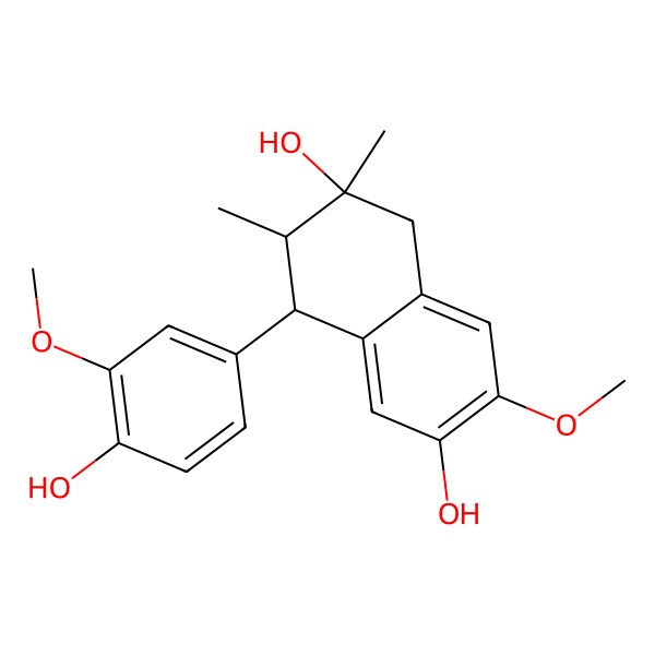 2D Structure of (2S,3S,4R)-4-(4-hydroxy-3-methoxyphenyl)-7-methoxy-2,3-dimethyl-3,4-dihydro-1H-naphthalene-2,6-diol