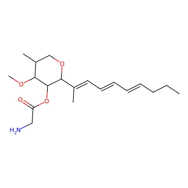 2D Structure of [(2S,3S,4R,5R)-2-[(2E,4E,6E)-deca-2,4,6-trien-2-yl]-4-methoxy-5-methyloxan-3-yl] 2-aminoacetate