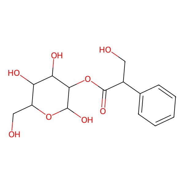 2D Structure of [(2S,3S,4R,5R,6S)-2,4,5-trihydroxy-6-(hydroxymethyl)oxan-3-yl] (2S)-3-hydroxy-2-phenylpropanoate