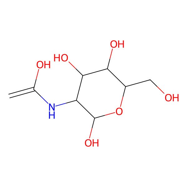 2D Structure of (2S,3S,4R,5S,6S)-3-(1-hydroxyethenylamino)-6-(hydroxymethyl)oxane-2,4,5-triol