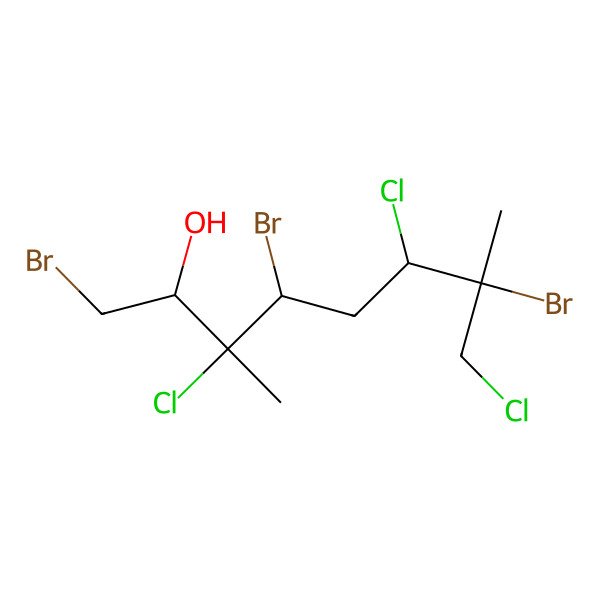 2D Structure of (2S,3S,4R,6R,7S)-1,4,7-tribromo-3,6,8-trichloro-3,7-dimethyloctan-2-ol