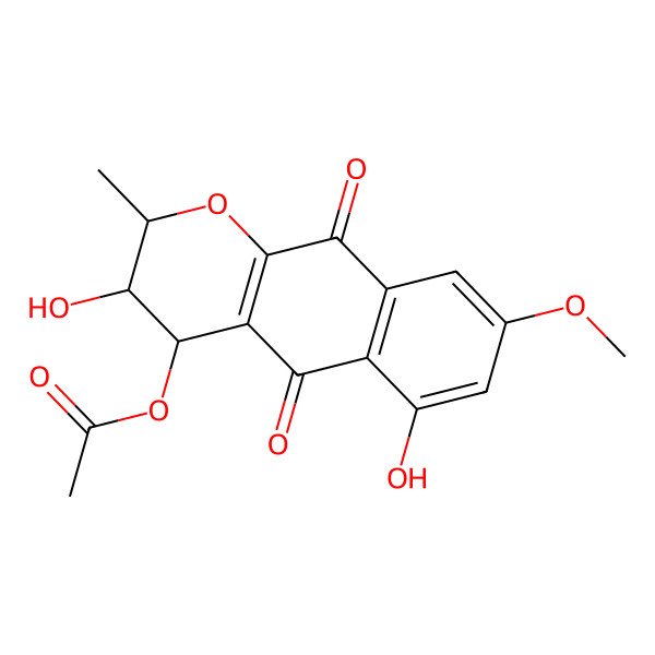 2D Structure of [(2S,3S,4S)-3,6-dihydroxy-8-methoxy-2-methyl-5,10-dioxo-3,4-dihydro-2H-benzo[g]chromen-4-yl] acetate