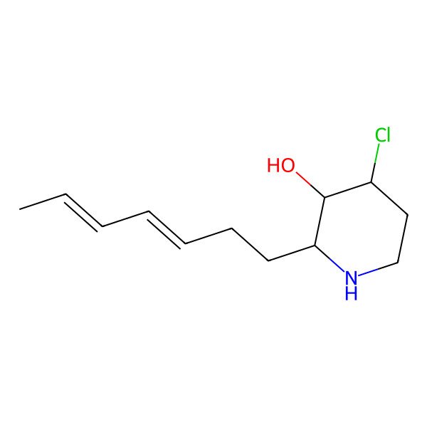 2D Structure of (2S,3S,4S)-4-chloro-2-[(3Z,5E)-hepta-3,5-dienyl]piperidin-3-ol