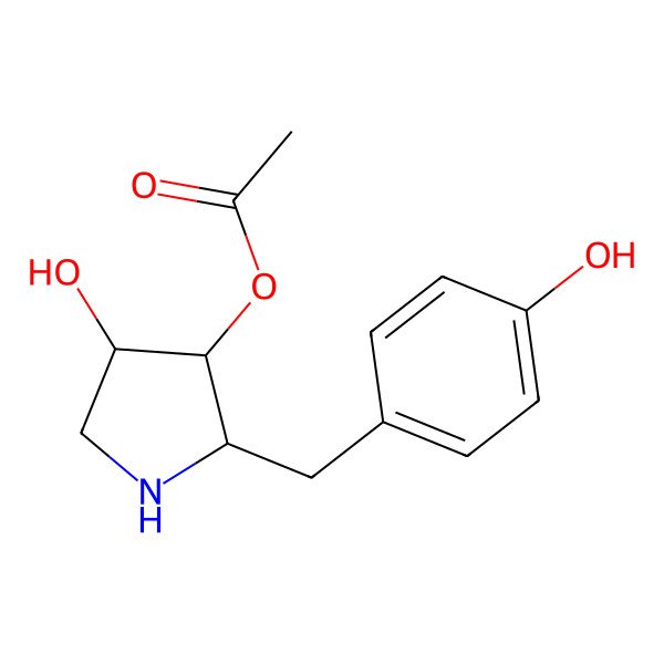 2D Structure of [(2S,3S,4S)-4-hydroxy-2-[(4-hydroxyphenyl)methyl]pyrrolidin-3-yl] acetate