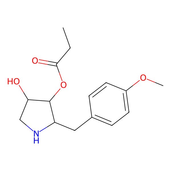 2D Structure of [(2S,3S,4S)-4-hydroxy-2-[(4-methoxyphenyl)methyl]pyrrolidin-3-yl] propanoate