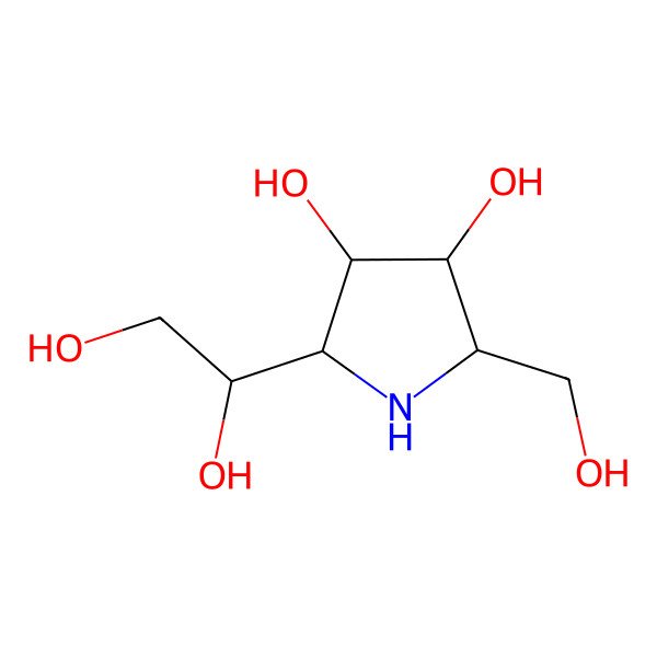 2D Structure of (2S,3S,4S,5R)-2-[(1R)-1,2-dihydroxyethyl]-5-(hydroxymethyl)pyrrolidine-3,4-diol