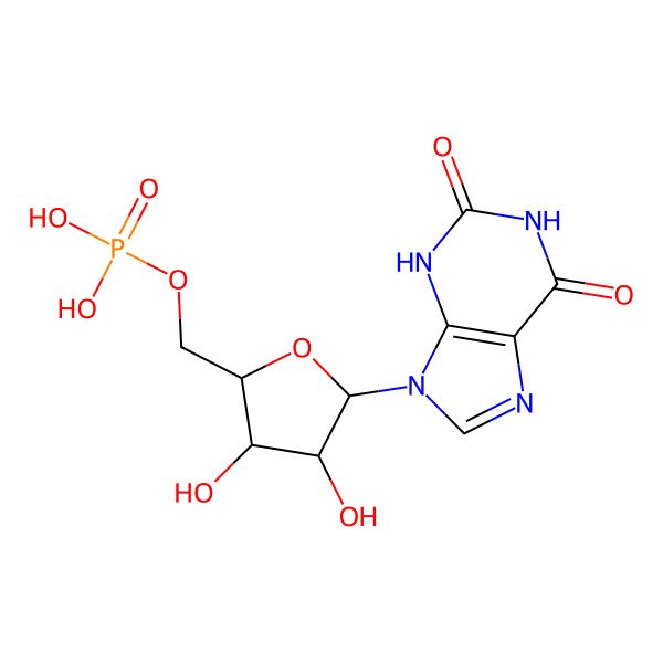 2D Structure of [(2S,3S,4S,5S)-5-(2,6-dioxo-3H-purin-9-yl)-3,4-dihydroxyoxolan-2-yl]methyl dihydrogen phosphate