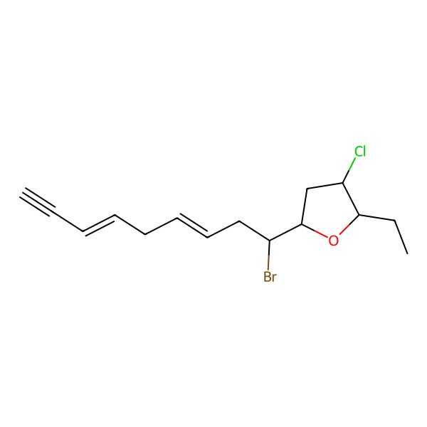 2D Structure of (2S,3S,5S)-5-[(1R,3Z,6Z)-1-bromonona-3,6-dien-8-ynyl]-3-chloro-2-ethyloxolane