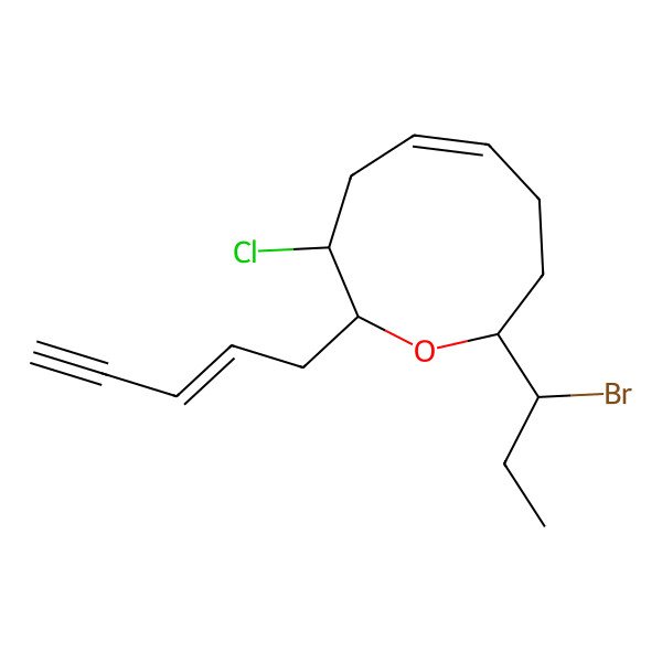 2D Structure of (2S,3S,5Z,9R)-9-[(1S)-1-bromopropyl]-3-chloro-2-[(Z)-pent-2-en-4-ynyl]-2,3,4,7,8,9-hexahydrooxonine