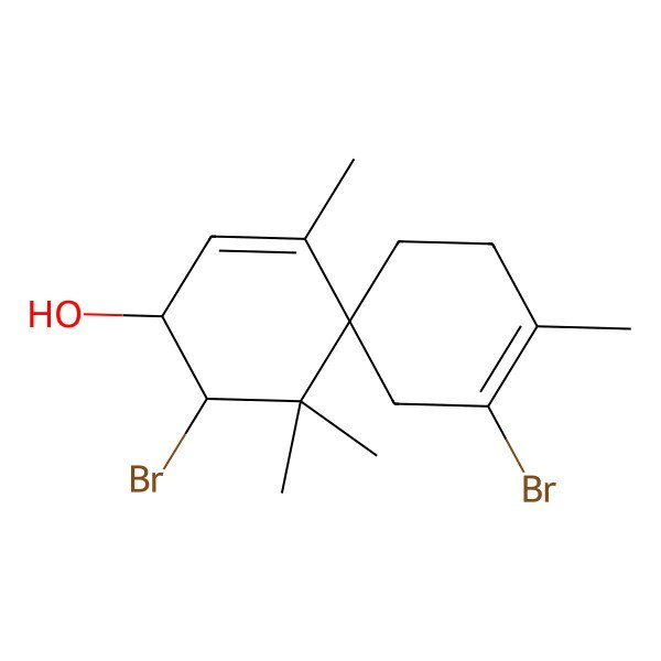 2D Structure of (3S,4S,6S)-4,10-dibromo-1,5,5,9-tetramethylspiro[5.5]undeca-1,9-dien-3-ol