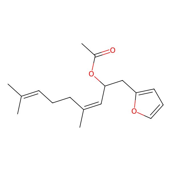2D Structure of [(2S,3Z)-1-(furan-2-yl)-4,8-dimethylnona-3,7-dien-2-yl] acetate