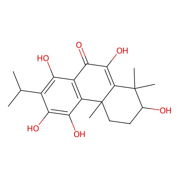 2D Structure of (2S,4aR)-2,5,6,8,10-pentahydroxy-1,1,4a-trimethyl-7-propan-2-yl-3,4-dihydro-2H-phenanthren-9-one