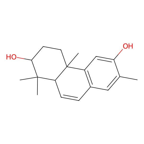 2D Structure of (2S,4aR,10aS)-1,1,4a,7-tetramethyl-2,3,4,10a-tetrahydrophenanthrene-2,6-diol 2D Structure of (2S,4aR,10aS)-1,1,4a,7-tetramethyl-2,3,4,10a-tetrahydrophenanthrene-2,6-diol