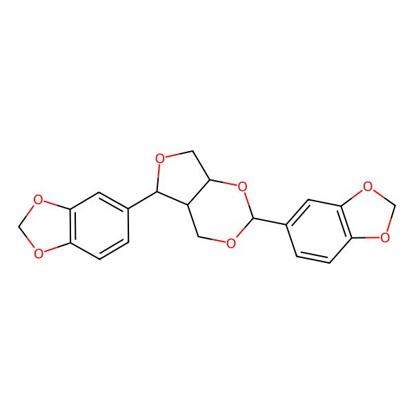 2D Structure of (2S,4aR,5S,7aR)-2,5-bis(1,3-benzodioxol-5-yl)-4a,5,7,7a-tetrahydro-4H-furo[3,4-d][1,3]dioxine