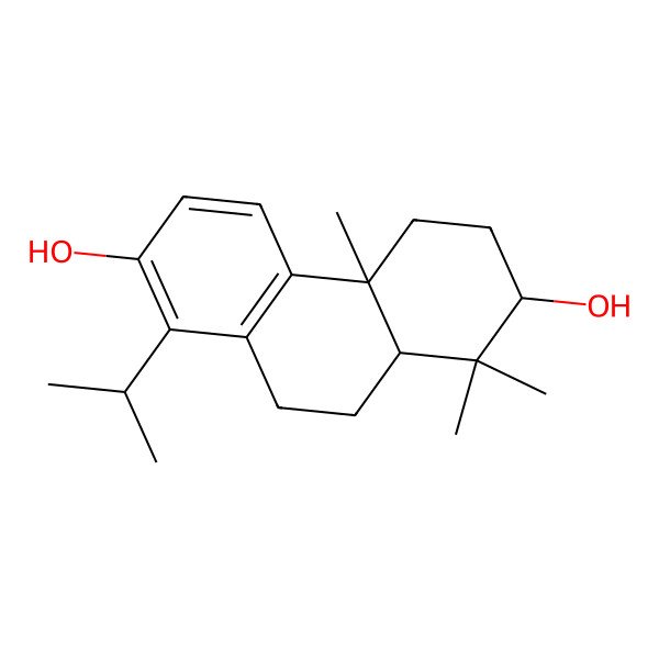 2D Structure of (2S,4aS,10aS)-1,1,4a-trimethyl-8-propan-2-yl-2,3,4,9,10,10a-hexahydrophenanthrene-2,7-diol