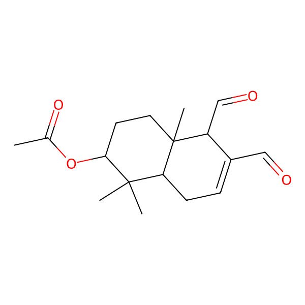 2D Structure of [(2S,4aS,5R,8aR)-5,6-diformyl-1,1,4a-trimethyl-2,3,4,5,8,8a-hexahydronaphthalen-2-yl] acetate