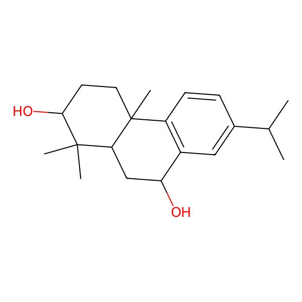 2D Structure of (2S,4aS,9R,10aR)-1,1,4a-trimethyl-7-propan-2-yl-2,3,4,9,10,10a-hexahydrophenanthrene-2,9-diol 2D Structure of (2S,4aS,9R,10aR)-1,1,4a-trimethyl-7-propan-2-yl-2,3,4,9,10,10a-hexahydrophenanthrene-2,9-diol