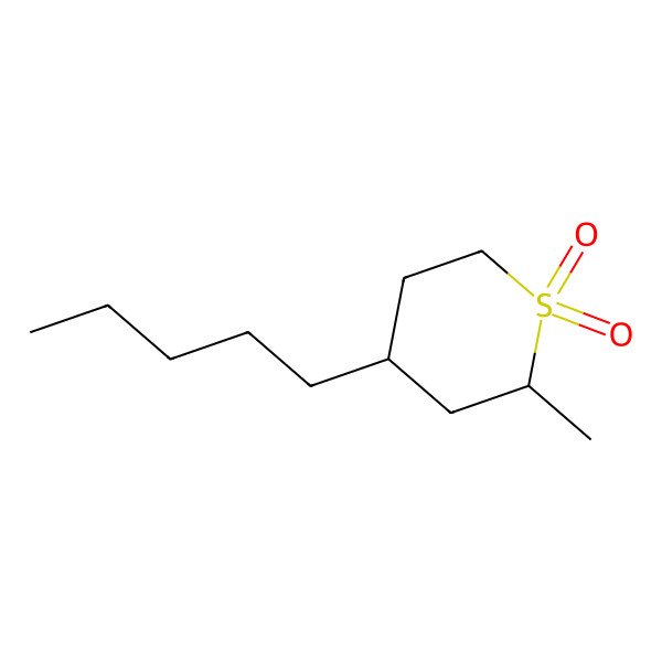 2D Structure of (2S,4R)-2-methyl-4-pentylthiane 1,1-dioxide