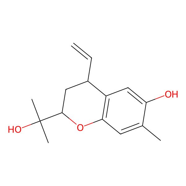 2D Structure of (2S,4R)-4-ethenyl-2-(2-hydroxypropan-2-yl)-7-methyl-3,4-dihydro-2H-chromen-6-ol