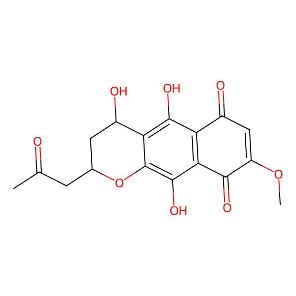 2D Structure of (2S,4R)-4,5,10-trihydroxy-8-methoxy-2-(2-oxopropyl)-3,4-dihydro-2H-benzo[g]chromene-6,9-dione