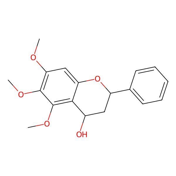 2D Structure of (2S,4R)-5,6,7-trimethoxy-2-phenyl-3,4-dihydro-2H-chromen-4-ol
