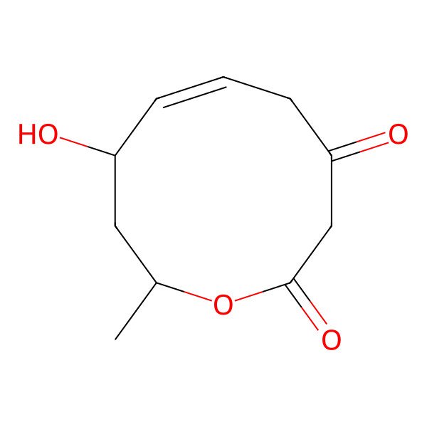 2D Structure of (2S,4R,5E)-4-hydroxy-2-methyl-2,3,4,7-tetrahydrooxecine-8,10-dione