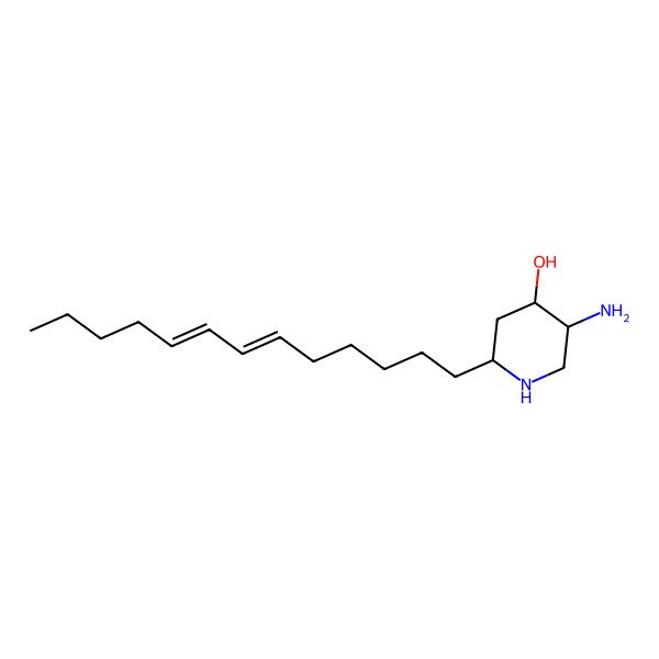 2D Structure of (2S,4S,5R)-5-amino-2-[(6E,8E)-trideca-6,8-dienyl]piperidin-4-ol