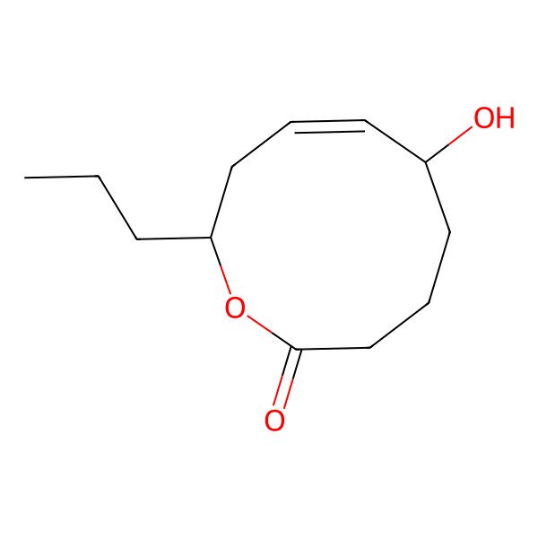 2D Structure of (2S,4Z,6S)-6-hydroxy-2-propyl-2,3,6,7,8,9-hexahydrooxecin-10-one
