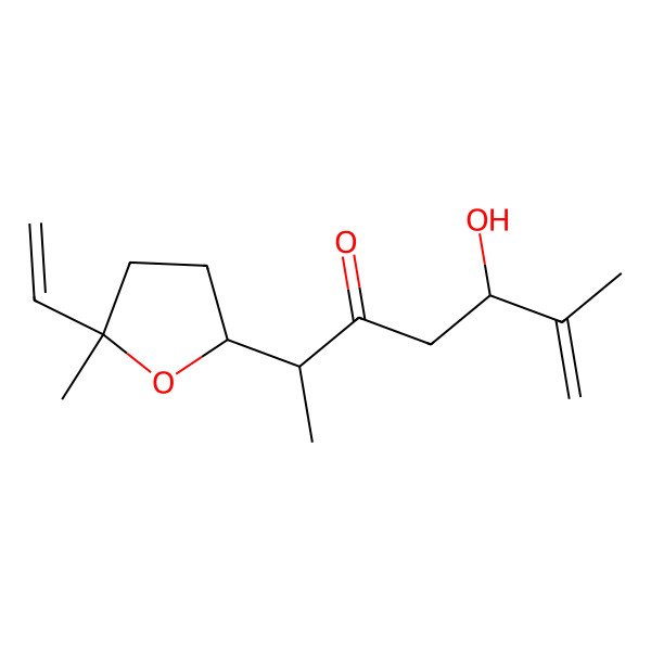 2D Structure of (2S,5R)-2-[(2S,5R)-5-ethenyl-5-methyloxolan-2-yl]-5-hydroxy-6-methylhept-6-en-3-one