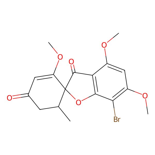 2D Structure of (2S,5'R)-7-bromo-3',4,6-trimethoxy-5'-methylspiro[1-benzofuran-2,4'-cyclohex-2-ene]-1',3-dione