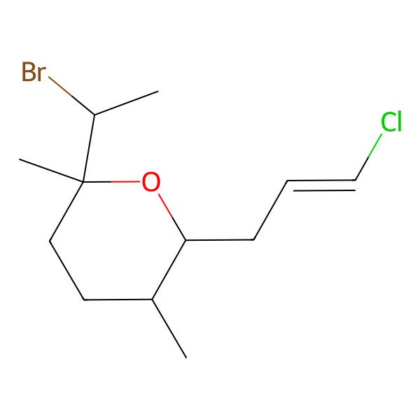 2D Structure of (2S,5R,6R)-2-[(1S)-1-bromoethyl]-6-[(E)-3-chloroprop-2-enyl]-2,5-dimethyloxane