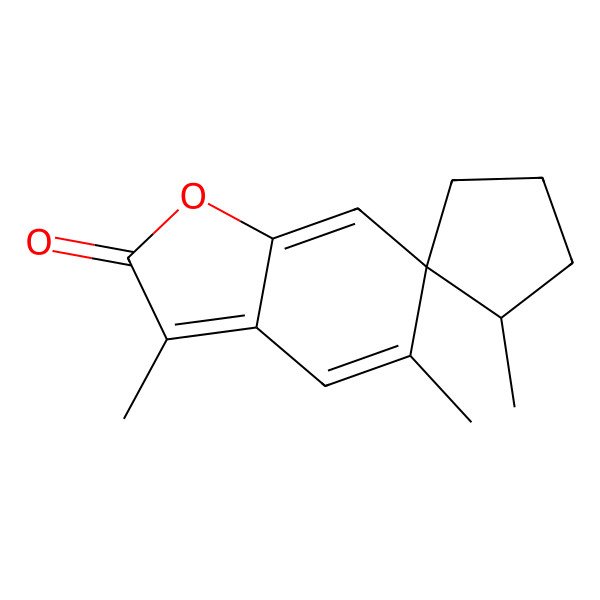 2D Structure of (2'S,6R)-2',3,5-trimethylspiro[1-benzofuran-6,1'-cyclopentane]-2-one