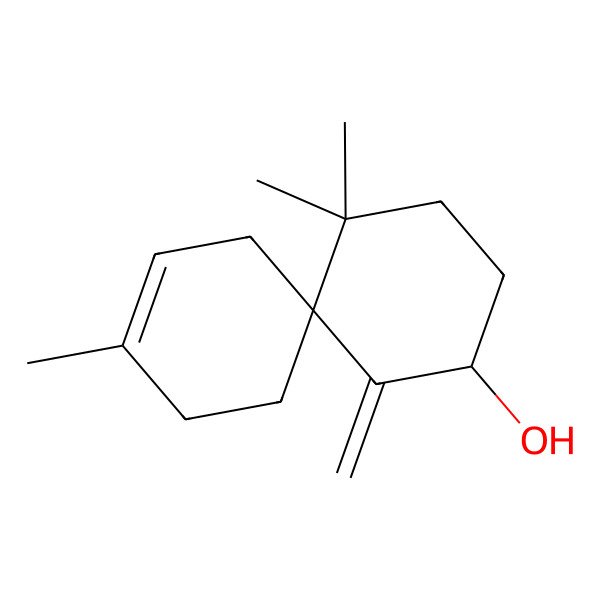 2D Structure of (2S,6R)-5,5,9-trimethyl-1-methylidenespiro[5.5]undec-9-en-2-ol