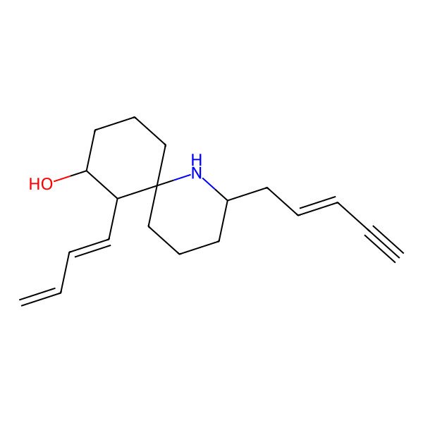 2D Structure of (2S,6R,10R,11S)-11-[(1E)-buta-1,3-dienyl]-2-[(Z)-pent-2-en-4-ynyl]-1-azaspiro[5.5]undecan-10-ol