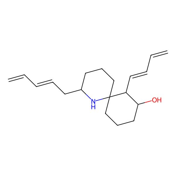 2D Structure of (2S,6R,10S,11S)-11-[(1E)-buta-1,3-dienyl]-2-[(2E)-penta-2,4-dienyl]-1-azaspiro[5.5]undecan-10-ol