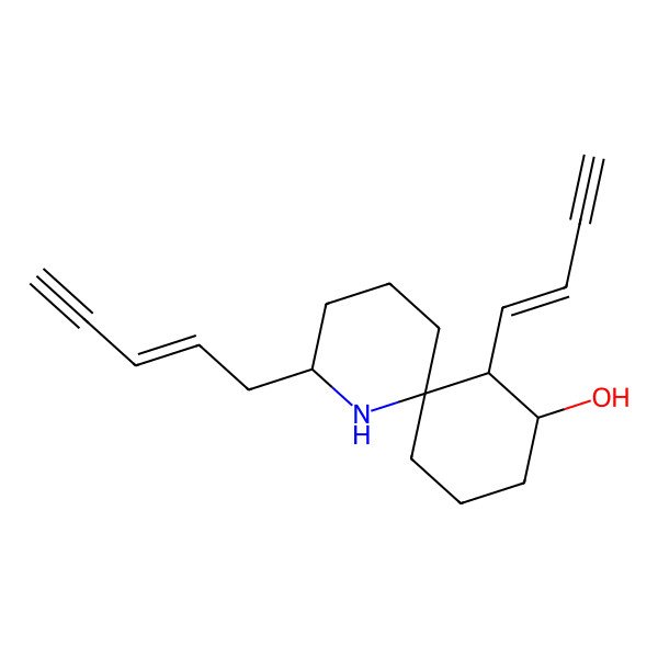 2D Structure of (2S,6R,10S,11S)-11-[(E)-but-1-en-3-ynyl]-2-[(E)-pent-2-en-4-ynyl]-1-azaspiro[5.5]undecan-10-ol