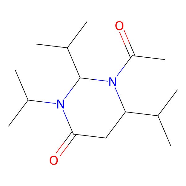 2D Structure of (2S,6S)-1-acetyl-2,3,6-tri(propan-2-yl)-1,3-diazinan-4-one