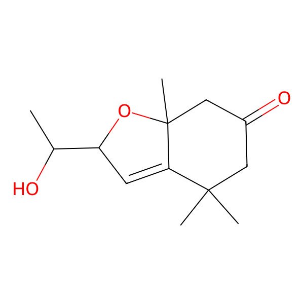 2D Structure of (2S,7aS)-2-[(1S)-1-hydroxyethyl]-4,4,7a-trimethyl-5,7-dihydro-2H-1-benzofuran-6-one