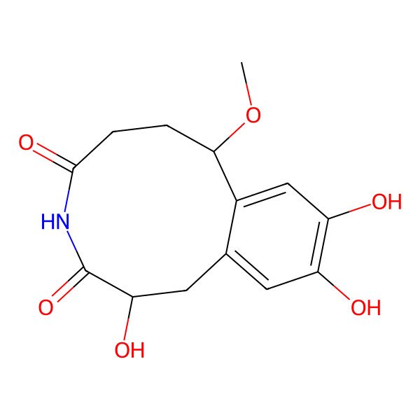2D Structure of (2S,8R)-2,10,11-trihydroxy-8-methoxy-2,6,7,8-tetrahydro-1H-4-benzazecine-3,5-dione