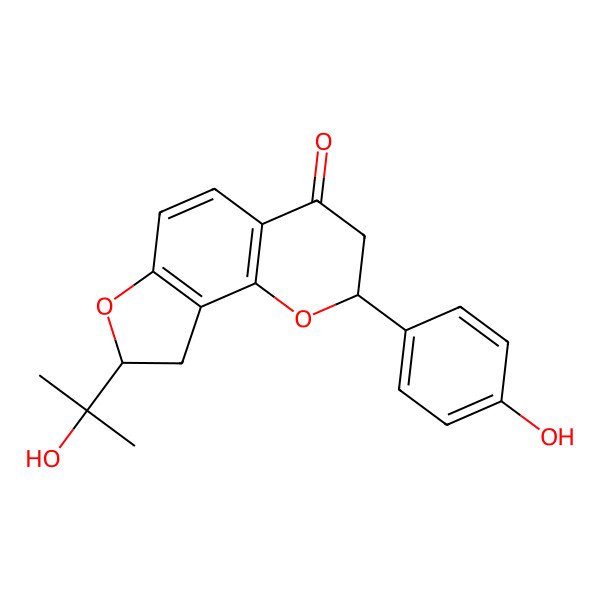 2D Structure of (2S,8S)-2-(4-hydroxyphenyl)-8-(2-hydroxypropan-2-yl)-2,3,8,9-tetrahydrofuro[2,3-h]chromen-4-one
