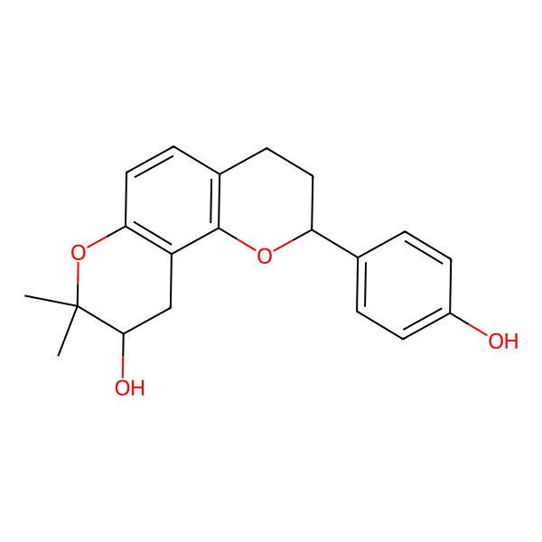 2D Structure of (2S,9S)-2-(4-hydroxyphenyl)-8,8-dimethyl-3,4,9,10-tetrahydro-2H-pyrano[2,3-f]chromen-9-ol