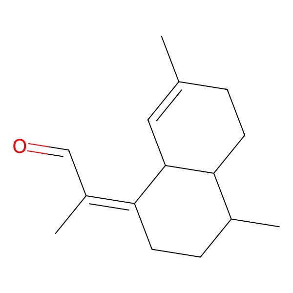 2D Structure of (2Z)-2-[(4R,4aS,8aS)-4,7-dimethyl-3,4,4a,5,6,8a-hexahydro-2H-naphthalen-1-ylidene]propanal