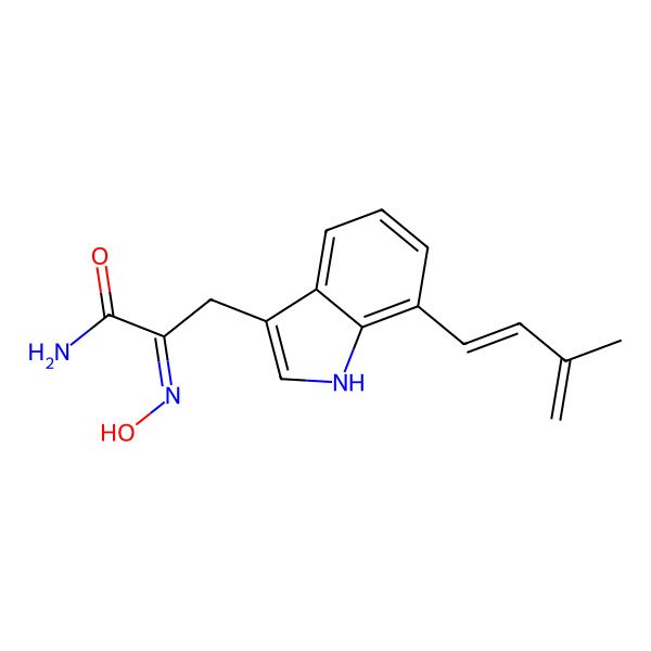 2D Structure of (2Z)-2-hydroxyimino-3-[7-[(1E)-3-methylbuta-1,3-dienyl]-1H-indol-3-yl]propanamide