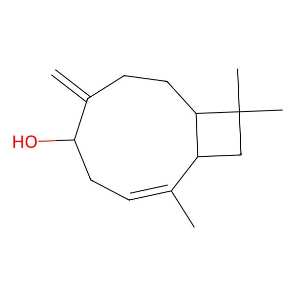 2D Structure of (2Z)-2,10,10-trimethyl-6-methylidenebicyclo[7.2.0]undec-2-en-5-ol