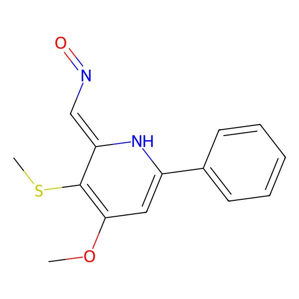 2D Structure of (2Z)-4-methoxy-3-methylsulfanyl-2-(nitrosomethylidene)-6-phenyl-1H-pyridine