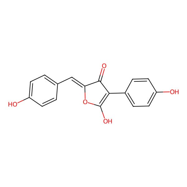 2D Structure of (2Z)-5-hydroxy-4-(4-hydroxyphenyl)-2-[(4-hydroxyphenyl)methylidene]furan-3-one