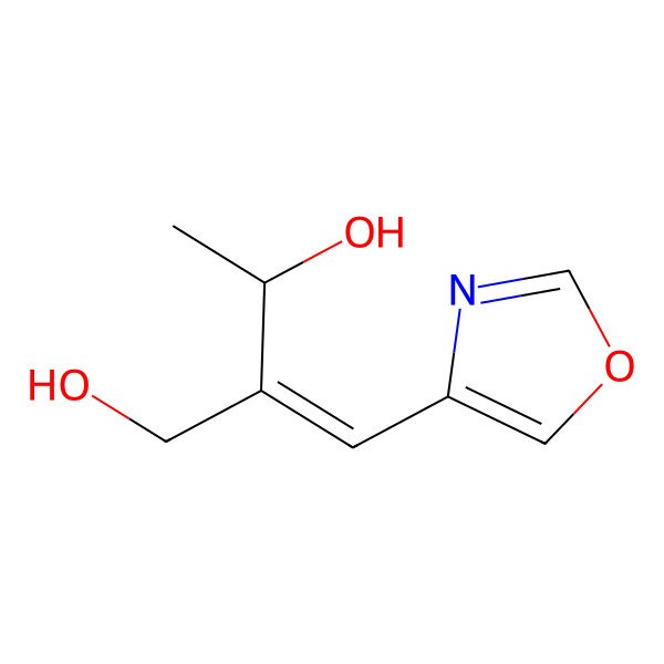 2D Structure of (2Z,3R)-2-(1,3-oxazol-4-ylmethylidene)butane-1,3-diol