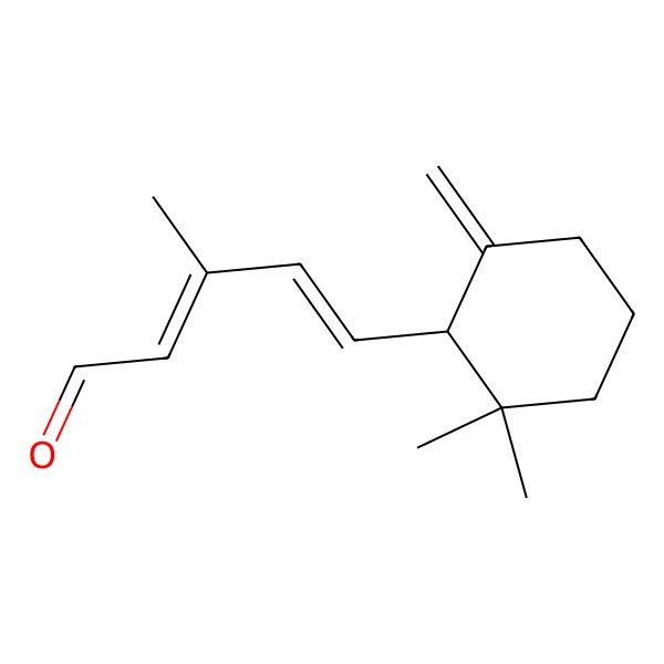 2D Structure of (2Z,4E)-5-[(1R)-2,2-dimethyl-6-methylidenecyclohexyl]-3-methylpenta-2,4-dienal